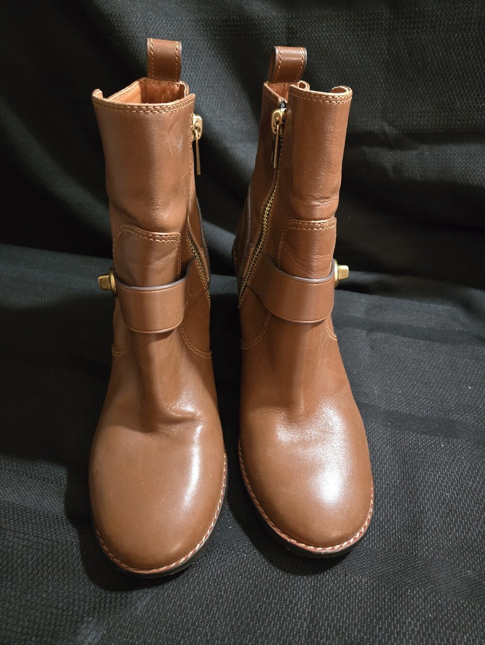 Coach Women's Tan Leather Ankle Boots